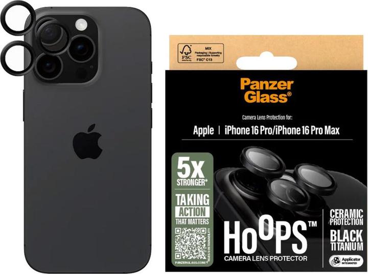 Immagine prodotto PanzerGlass Protezione dell'obiettivo della fotocamera Hoops (1 Pezzo/i, Apple iPhone 16 Pro, Apple iPhone 16 Pro Max)