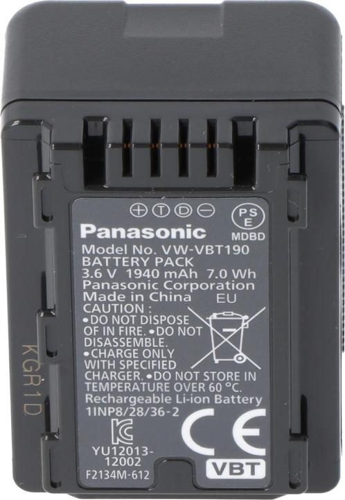 Actual product image Panasonic Vw-Vbt190e-K (Rechargeable battery)