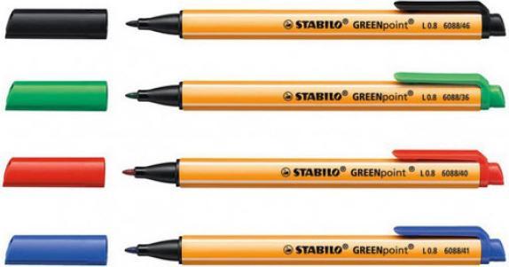 Immagine prodotto STABILO Pennarello ecologico GREENpoint (Rosso, Nero, Verde, Blu, 4 x)