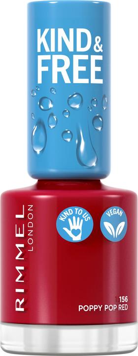 Rimmel London RIMMEL Kind & Free Clean Nail Polish lakier do paznokci 156 Poppy Pop Red 8ml (156 Poppy Pop Red, Farblack)