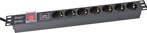 Produktbild Helos 48,30cm (19"") Steckdosenleiste PROFESSIONAL, 7-fach, schwarz, 2,0m, mit Schalter 48,30cm (19"") PDU