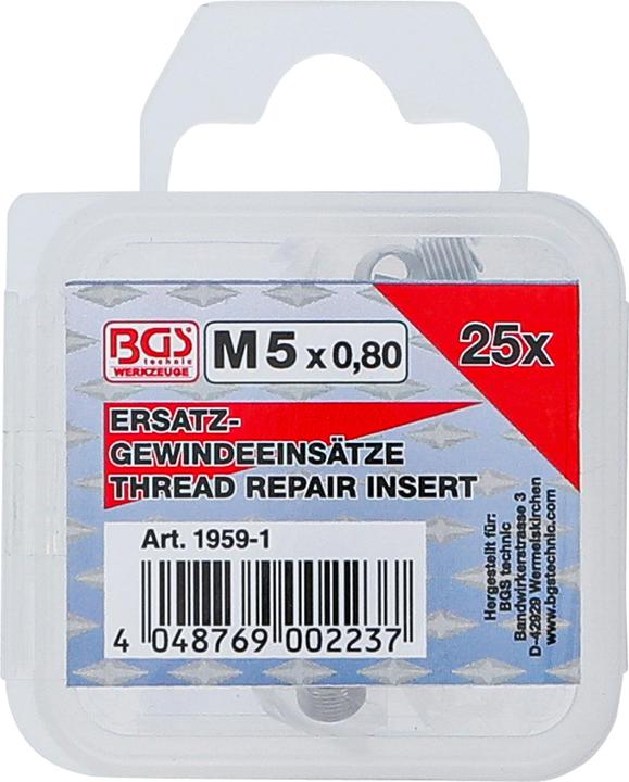 Produktbild BGS Ersatz-Gewindeeinsätze M5 x 0,8 mm 25-tlg.