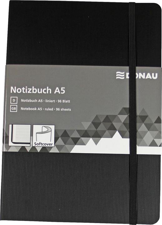 Immagine prodotto Donau Taccuino A5 foderato 192 pagine in similpelle nero (A5, Righe)