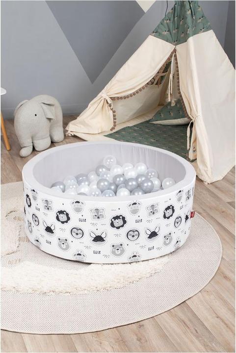 Produktbild Knorrtoys Bällebad soft - "Cute Animals" - 150 balls grey/white/transparent (ca. 7 cm)