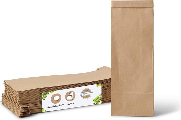 Biozoyg 500 Stück Papiertüten mit Clipverschluss (Geschenktüte, 500 x)