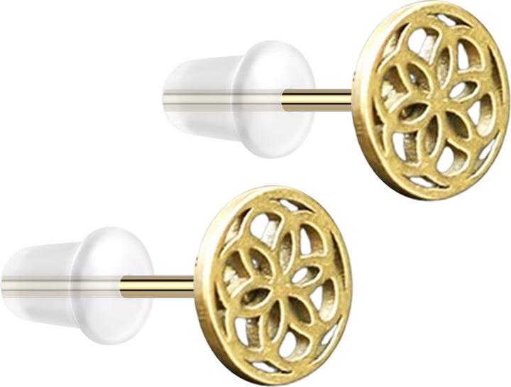 Star Piercing Ohrstecker vergoldet Blume des Lebens (ohne Messing, Chirurgenstahl 316L)