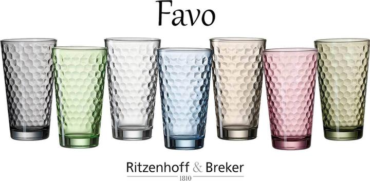 Produktbild Ritzenhoff & Breker Trinkglas FAVO, 400 ml, grün mit Wabenstruktur, konisch, spülmaschinenfest (0.40 l, 6 x)