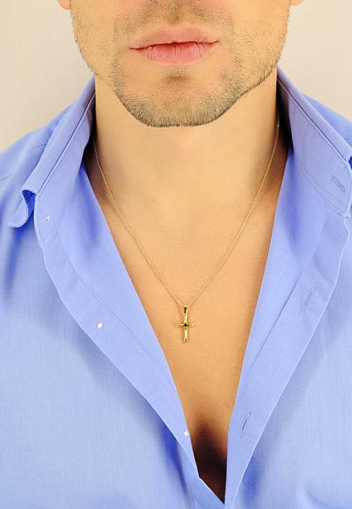 Actual product image Muau Pendant cross yellow gold 750, 25x13mm (750/18K yellow gold)