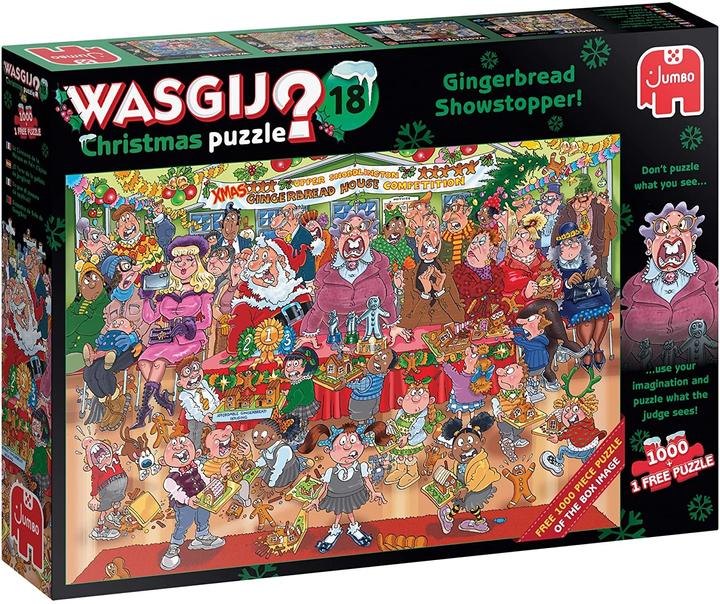 Image du produit Jumbo JUM25017 - Wasgij Noël 18 - Gingerbread Showstopper, 2 puzzles, 1000 pièces (1000 pièces)