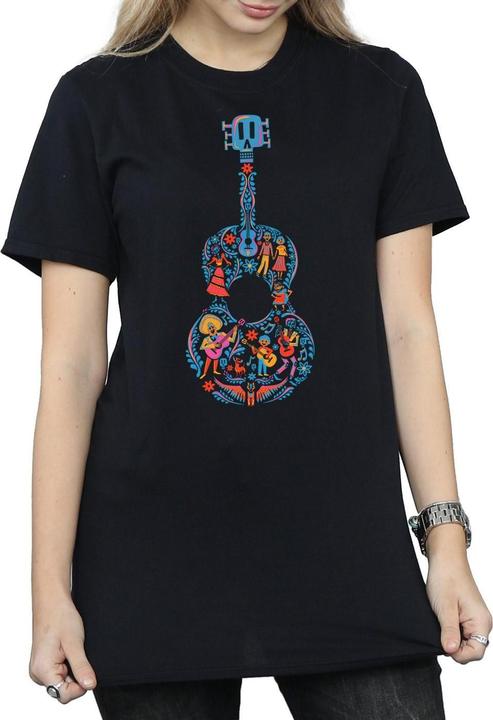 Actual product image Disney Womens/Ladies Coco Guitar Pattern Cotton Boyfriend T-Shirt (XXL)