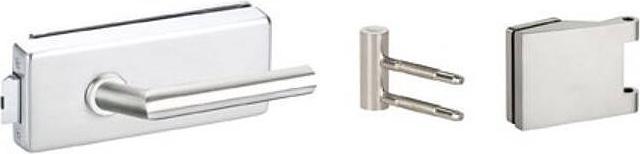 Productafbeelding Universal Textiles Aluminium glasdeurbeslag set 3-delig - zonder gat