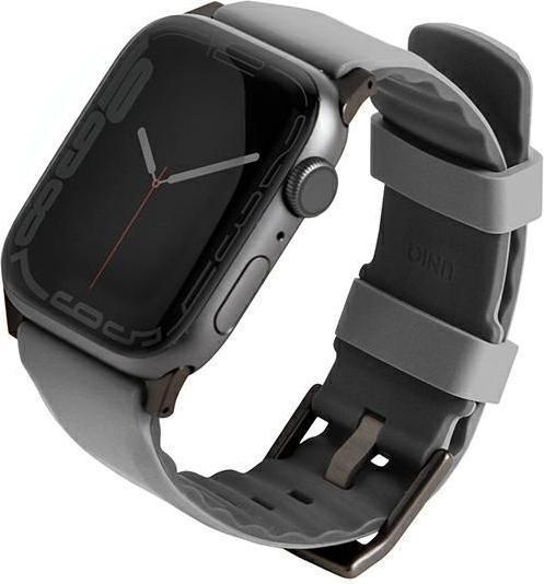 Uniq pasek Linus Apple Watch Series 4/5/6/7/8/SE/SE2/Ultra 42/44/45mm. Airosoft Silicone szary/chalk (42 mm, 44 mm, 45 mm, Silikon, Apple Watch Series 1, Apple Watch Series 2, Apple Watch Series 3, Apple Watch Series 4, Apple Watch Series 5, Apple Watch Series 6, Apple Watch Series 7, Apple Watch Series 8, Apple Watch Series 9, Apple Watch SE)