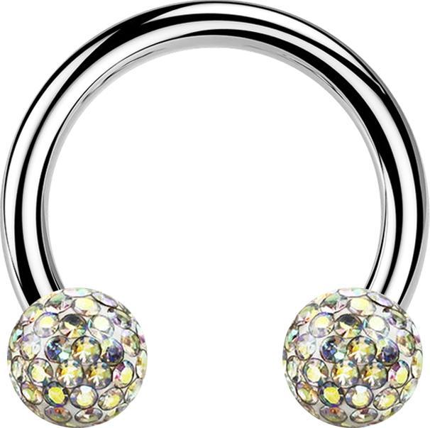 Produktbild Star Piercing Micro Circular Barbell silber mit zwei Kristall Kugeln multicolor Epoxy Schutzschicht (Chirurgenstahl 316L, ohne Messing)