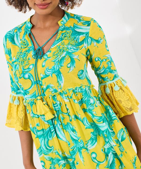 Produktbild Joe Browns Boho Print Lace Sleeve Beaded Cotton Tunic Dress (38)