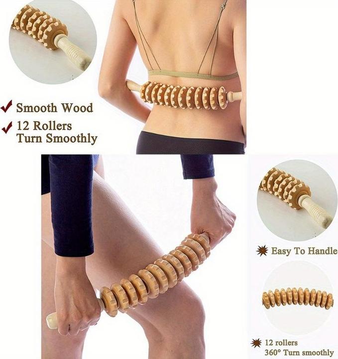 Produktbild PhoneLook Naturholz Anti-Cellulite Massage-Roller für tiefe Muskeln und Gewebe, Lymphdrainage