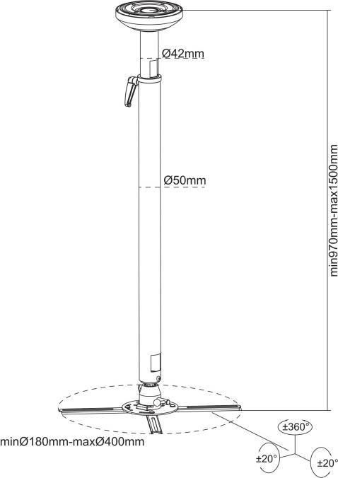 Immagine prodotto Multibrackets M Supporto per proiettore HD 970-1500mm (Soffitto)