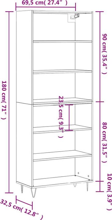 Actual product image VidaXL Aldon (69.5 x 32.5 x 180 cm)