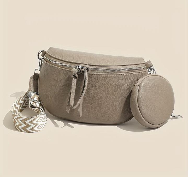 Only-Bags.Store PU Leder Crossbody Fanny Pack, Retro-Stil Brust Umhängetasche mit verstellbarem Zickzack-Riemen