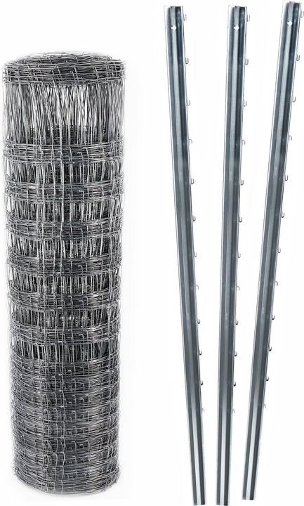Image du produit Aquagart 300m Wildzaun Forstzaun Knotengeflecht 100/10/30+ Z-Profil Zaunpfosten