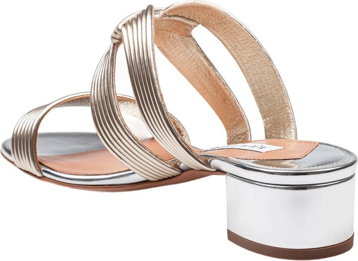 Produktbild Aquazzura mule esencia 35 in laminated leather color light gold/silver (40)