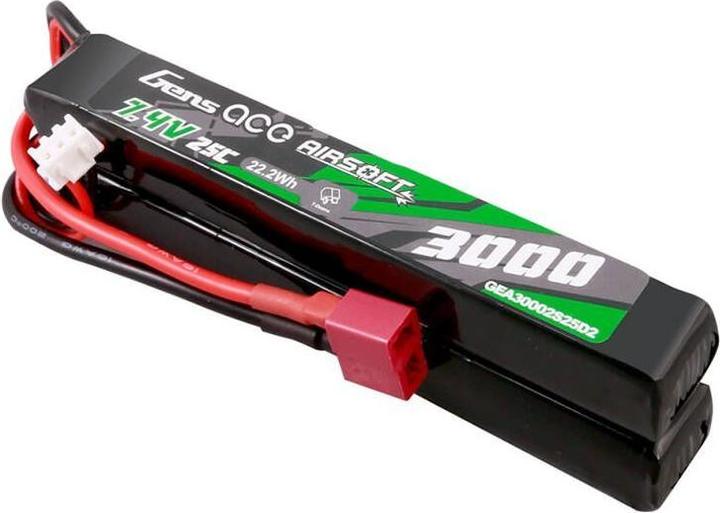 Image du produit Gens Ace 25C 3000mAh 2S2P 7.4V Saddle Airsoft Gun Lipo Battery with Mini Deans(T) Plug (7.40 V, 3000 mAh)