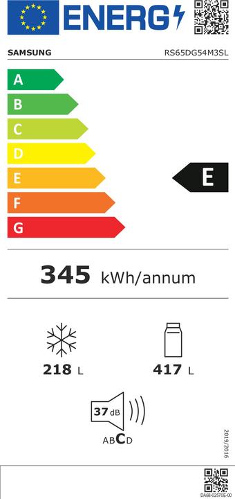 Energy Label Samsung Air Side by Side Refrigerator (635 l)