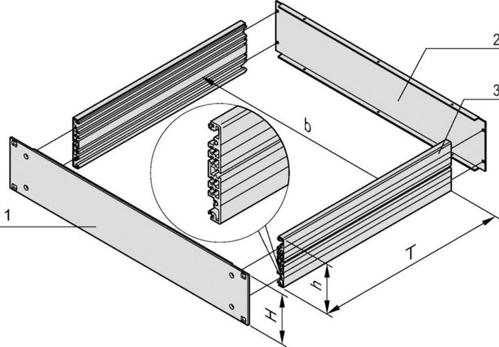 Produktbild Schroff 19"- Einschub Aluminium (Grundbausatz) - MULTIPAC GRUNDAUSB.2HE 340T