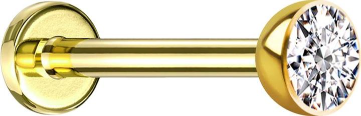 Produktbild Star Piercing Micro Threadless Labret vergoldet Halbkugel mit Kristall silber (Titan G23, ohne Messing)