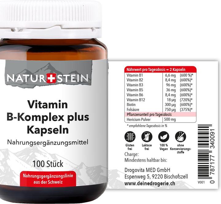 Immagine prodotto Naturstein Complesso vitaminico B più (100 Pezzo/i, Pillole, 148 g)