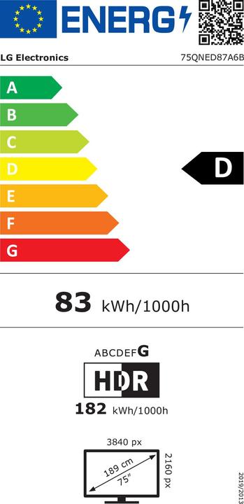 Energie-Label LG 75QNED87A6B.AEU (75", QNED, 4K, 2025)