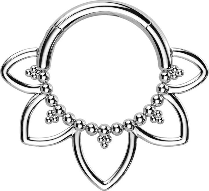Star Piercing Micro Segmentring klappbar silber Kugeln filigrane Herzen (ohne Messing, Titan G23)