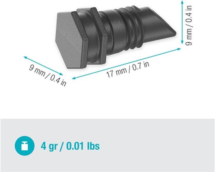 Image du produit Gardena Bouchon de fermeture 4,6 mm (Irrigation goutte à goutte Connecteur + dérivation)