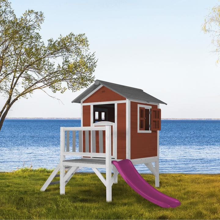 Produktbild Axi Lodge XL Spielhaus Skandinavisches Rot - Lila Rutsche