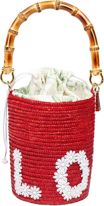 La Milanesa love bucket bag in straw color red