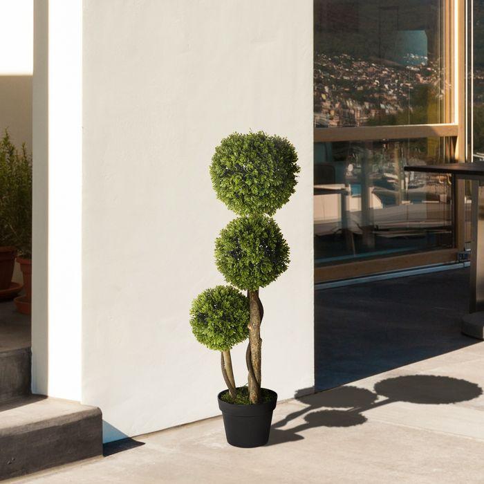 Immagine prodotto Swisshandel24 Pianta artificiale, bosso da 90 cm in vaso da fiori, protezione UV, pianta da appartamento per (90 cm)
