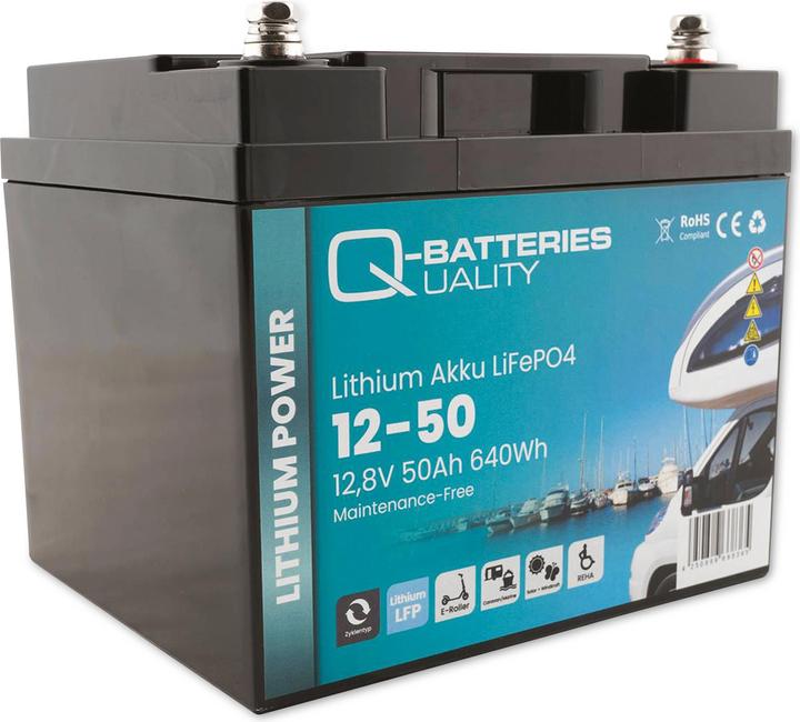 Actual product image Q-Batteries Lithium battery 12-50 12.8V 50Ah 640Wh LiFePO4 battery (50000 mAh)