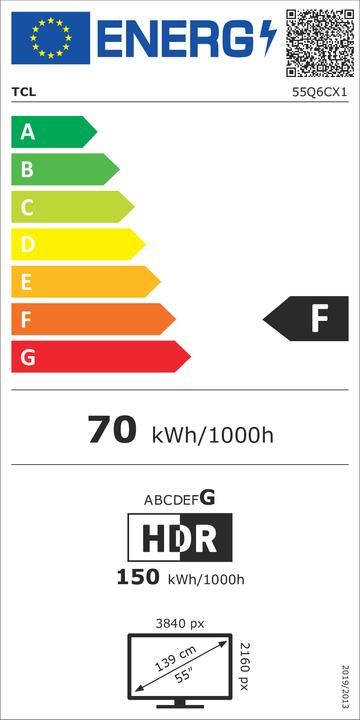 Energy Label TCL 55Q6C (55", Mini-LED, 4K, 2025)