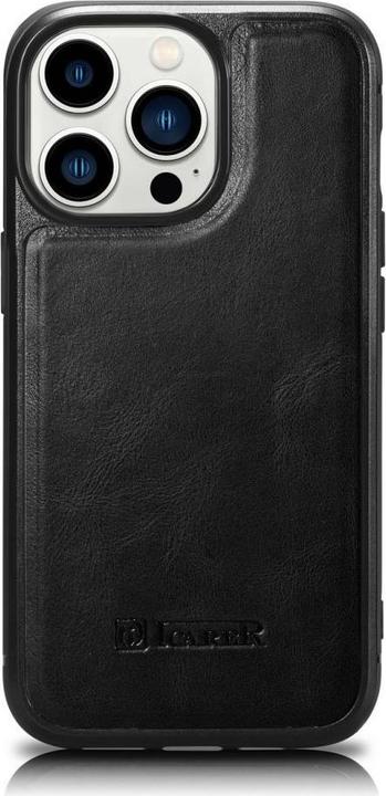 iCarer Leather Oil Wax case for iPhone 14 Pro Max leather case black (WMI14220720-BK) (Apple iPhone 14 Pro Max)