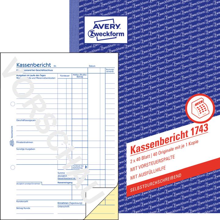 Produktbild Avery Kassenbericht (40 x)