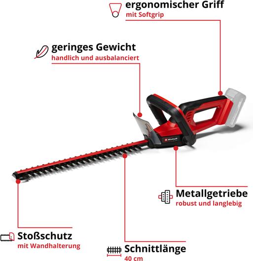 Actual product image Einhell Single Hand Battery Hedge Trimmer GC-CH 18/40 Li So 3410940 (Cordless hedgecutters)