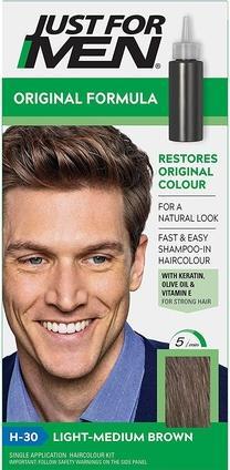 Image du produit Just For Men Shampooing en couleur pour cheveux H-30 Light Medium Brown 66ml (66 ml, Shampoing liquide)