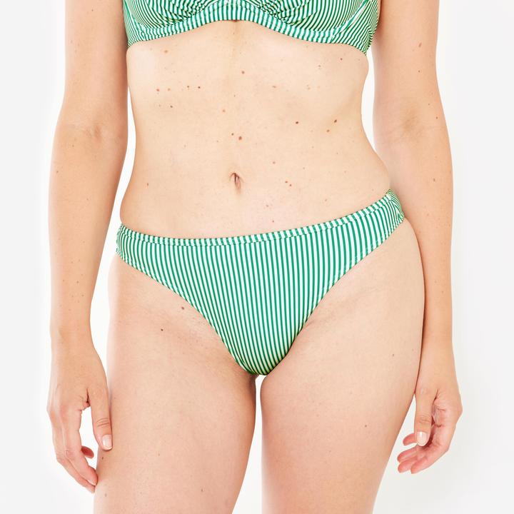 Image du produit Olaian Bas de maillot culotte surf rayé Femme - Nina vert et blanc (40, 42)