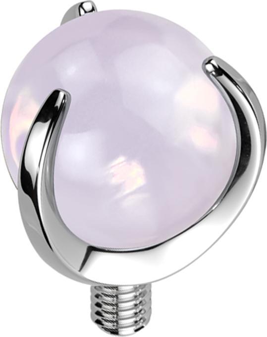 Produktbild Star Piercing Dermal Anchor silber Kugel Opalite pink Stein gefasst (Mineralisch, ohne Messing, Titan G23)