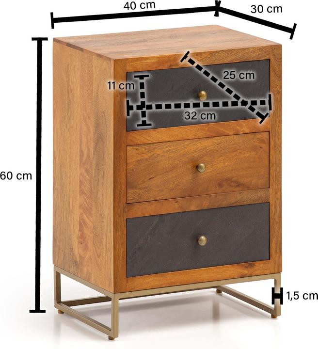 Produktbild FineBuy Nachtkonsole FB55614 Massivholz Braun (40 x 60 x 30 cm)