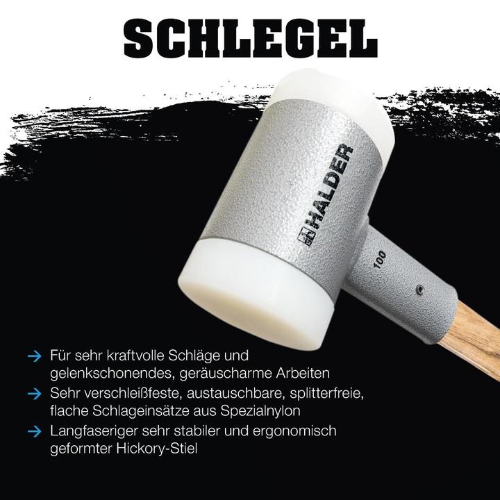Immagine prodotto Simplex Mazza HALDER, senza rinculo, con manico in hickory, Ø 100 / 6,5 kg, nylon (6500 g)