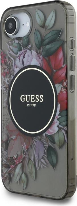 Produktbild Guess Case IML Flowers MagSafe for iPhone 16e black (Apple iPhone 16e)