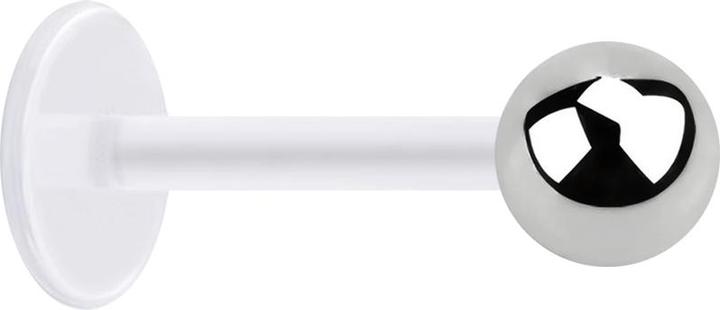 Actual product image Star Piercing Micro Labret transparent with ball silver (Bioflex, without brass, Surgical steel 316L)