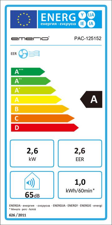 Label énergétique Emerio Climatiseur mobile (32 m², 9000 BTU/h)