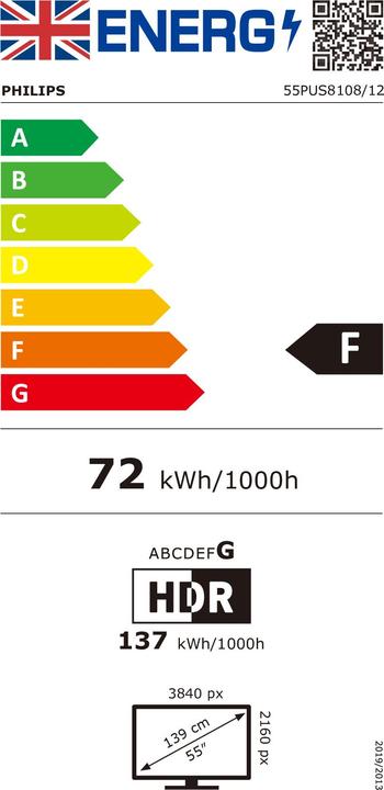 Energie-Label Philips 55PUS8108/12 (55", PUS8108, LED, 4K, 2023)