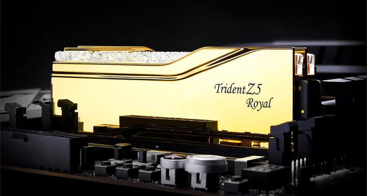 Actual product image G.Skill DIMM 32 GB DDR5-6400 (2x 16 GB) dual kit (gold, F5-6400J3039G16GX2-TR5G, Trident Z5 Royal, INTEL XM (2 x 16GB, 6400 MHz, DDR5 RAM, DIMM)